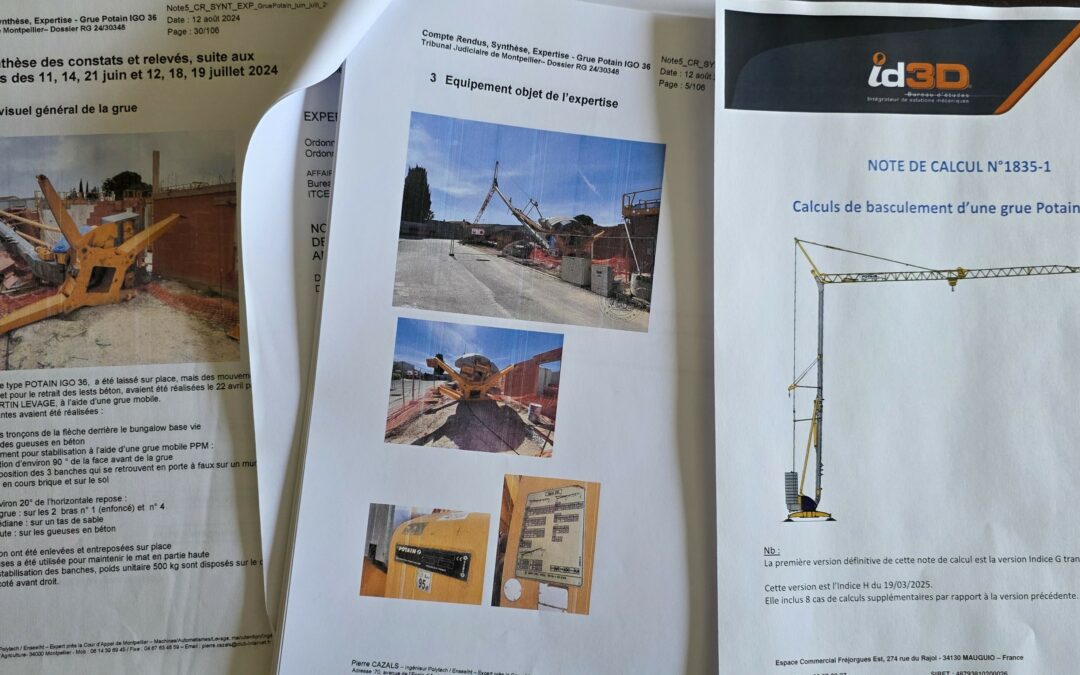 Calculs et expertise technique suite à la chute d’une grue